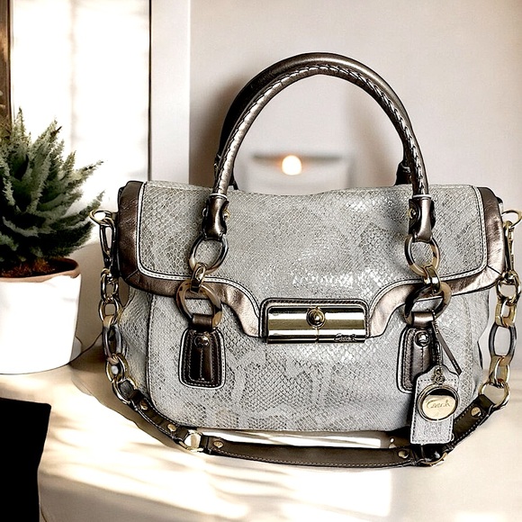 Coach Kristin NWT Embossed Python Metallic Flap Satchel 18309 - Picture 16 of 16